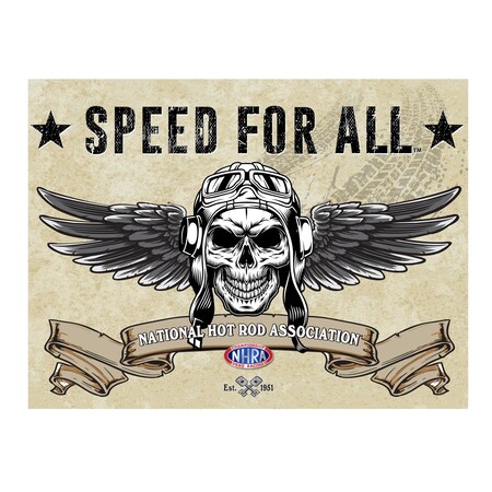 NHRA Skull (Banner) 15 X 20 Canvas Wall Art